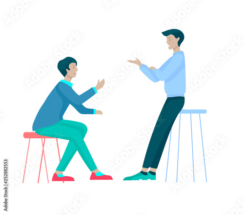 Businessmen making handshake, business etiquette, merger concepts office workers, clerks or managers talking to each other, discussing, depressed Tired male and female office workers sitting, sleeping