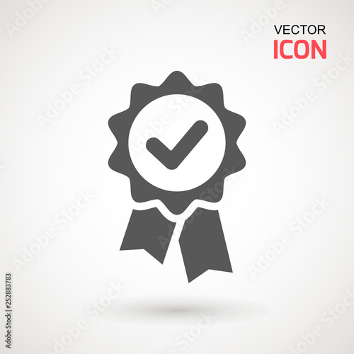 Approved or certified medal icon in a flat design. Rosette icon. Award vector.