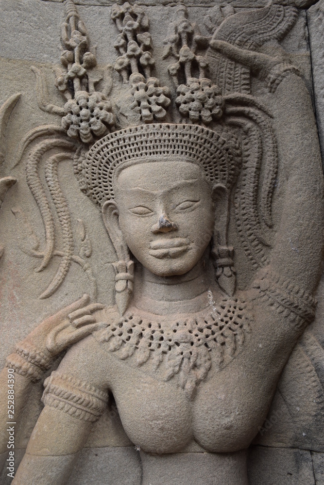 Apsara, Stone carving at Angkor wat 