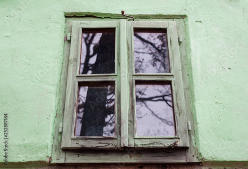 Old Green Wooden Window