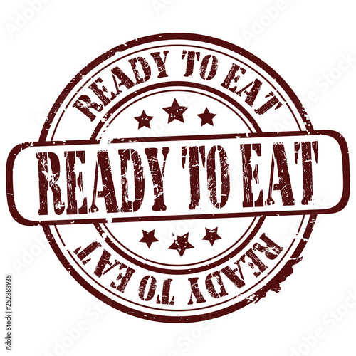 rubber stamp  "ready to eat" on white, vector illustration