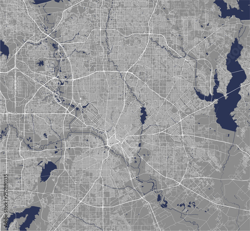 map of the city of Dallas, Texas, USA