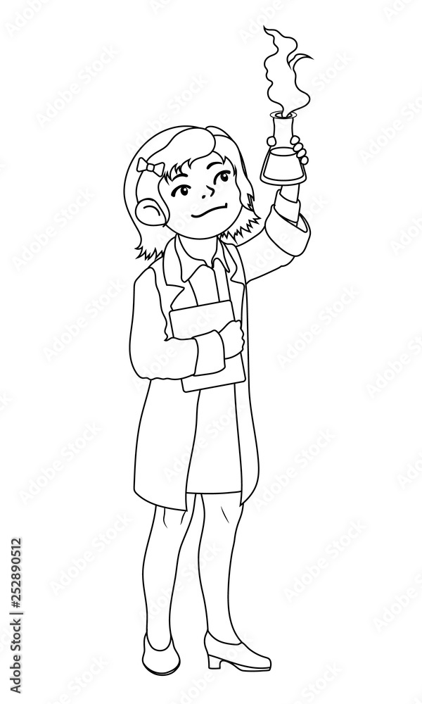 Children illustration with a chemist girl. Children illustration with a chemist girl.