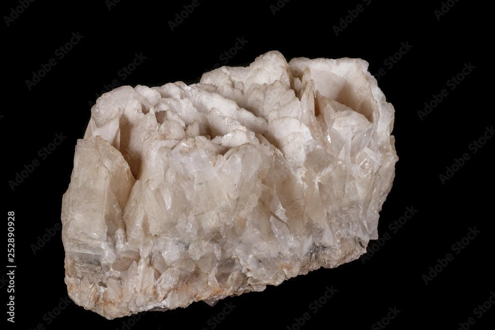 Macro mineral stone Calcite black background Macro mineral stone Calcite black background