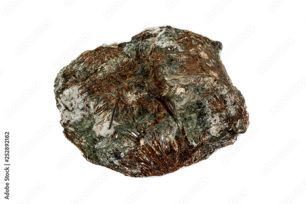 Macro mineral stone astrophyllite white background Macro mineral stone astrophyllite white background
