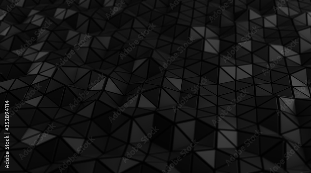 Fototapeta Elegance black triangular abstract background, Glossiness surface. 3d Rendering