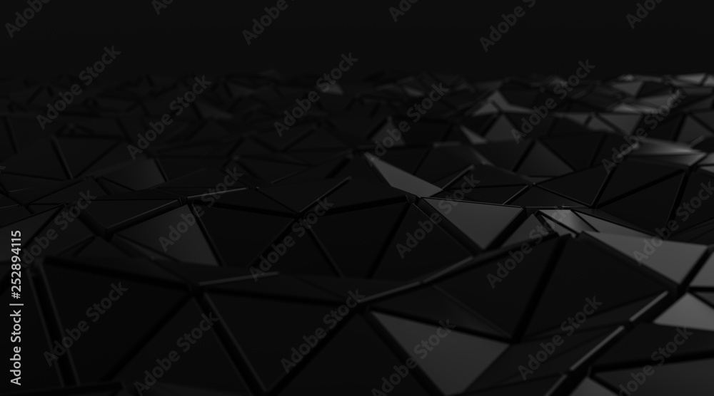 Fototapeta Elegance black triangular abstract background, Glossiness surface. 3d Rendering