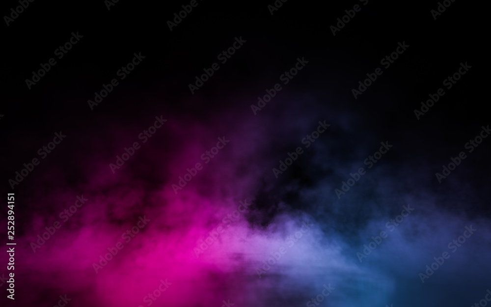 Empty scene with glowing pink and blue smoke environment atmosphere on floor. Fashion vibrant colors spectrum background. 3d rendering. Empty scene with glowing pink and blue smoke environment atmosphere on floor. Fashion vibrant colors spectrum background. 3d rendering.