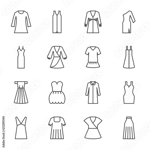 Dresses vector icons set