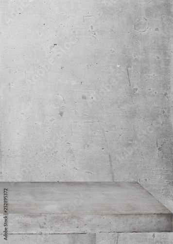 Empty concrete table and wall