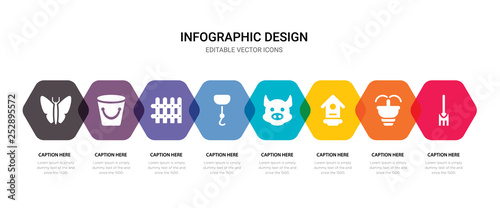 simple set of fork, fountain, bird house, pig icons, contains such as icons pot, fence, pail, butterfly and more. 64x64 pixel perfect. editable vector set