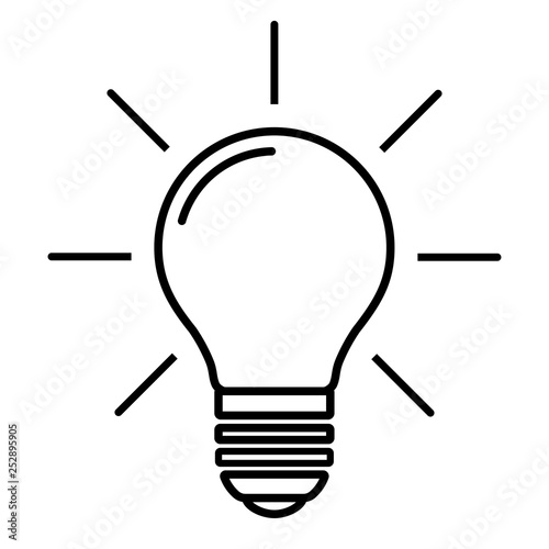 Light Bulb line icon vector, isolated on white background.Idea sign,lined pattern,Black stripes