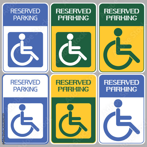 Reserved parking for the disabled. Informative sign providing benefits to people with disabilities.