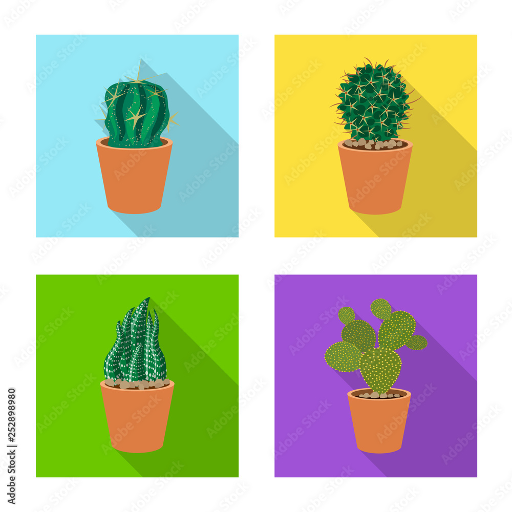Vector illustration of cactus and pot sign. Set of cactus and cacti vector icon for stock. Vector illustration of cactus and pot sign. Set of cactus and cacti vector icon for stock.