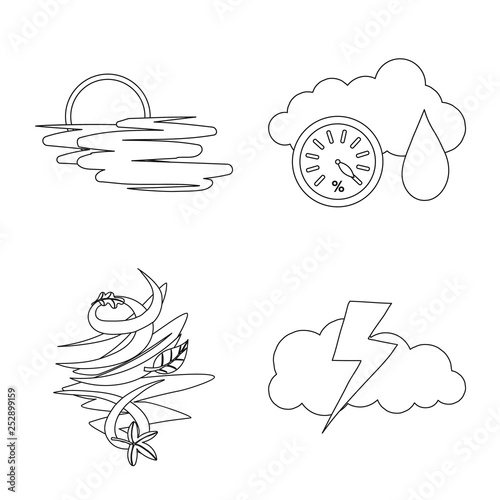 Vector illustration of weather and climate symbol. Collection of weather and cloud vector icon for stock.