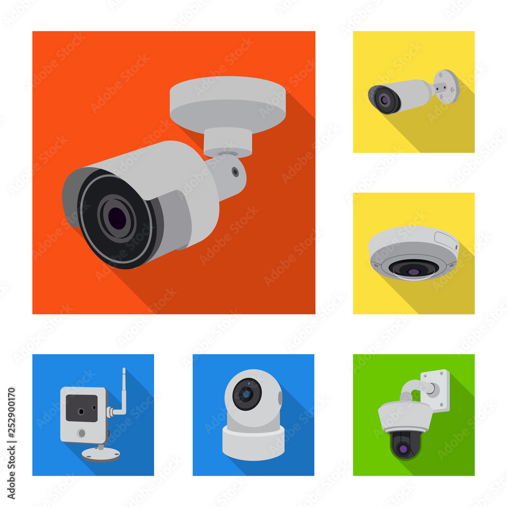Isolated object of cctv and camera logo. Collection of cctv and system stock vector illustration. Isolated object of cctv and camera logo. Collection of cctv and system stock vector illustration.