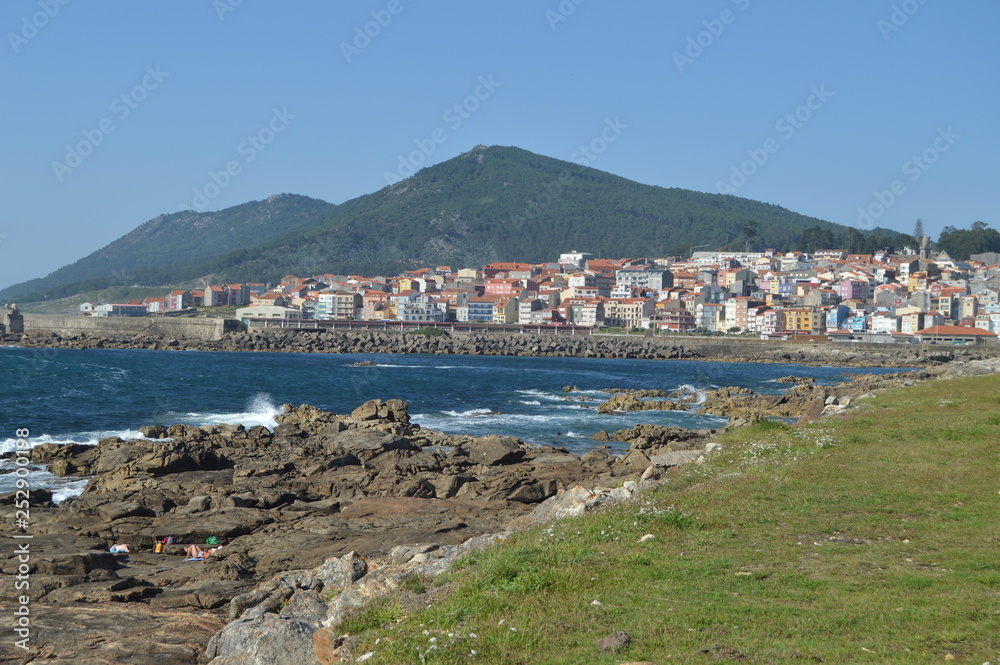 Beautiful Shot Of The Coastal Village Of The Guard. Architecture, History, Travel. August 15, 2014. La Guardia, Pontevedra, Galicia, Spain.