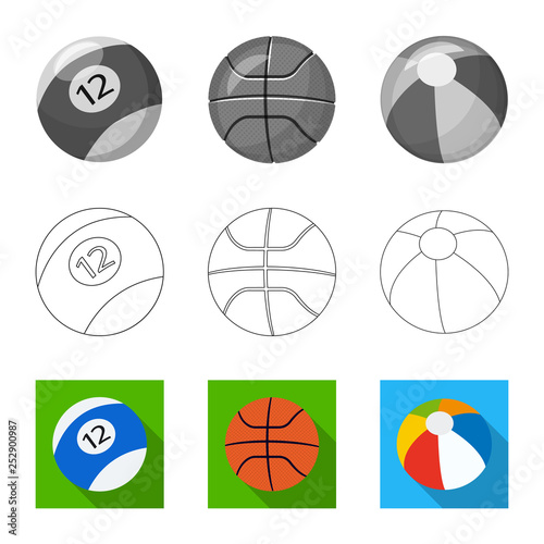 Isolated object of sport and ball symbol. Collection of sport and athletic stock vector illustration.