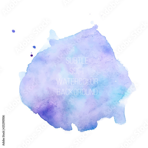 Colorful abstract vector background. Soft blue and purple watercolor stain. Watercolor painting.