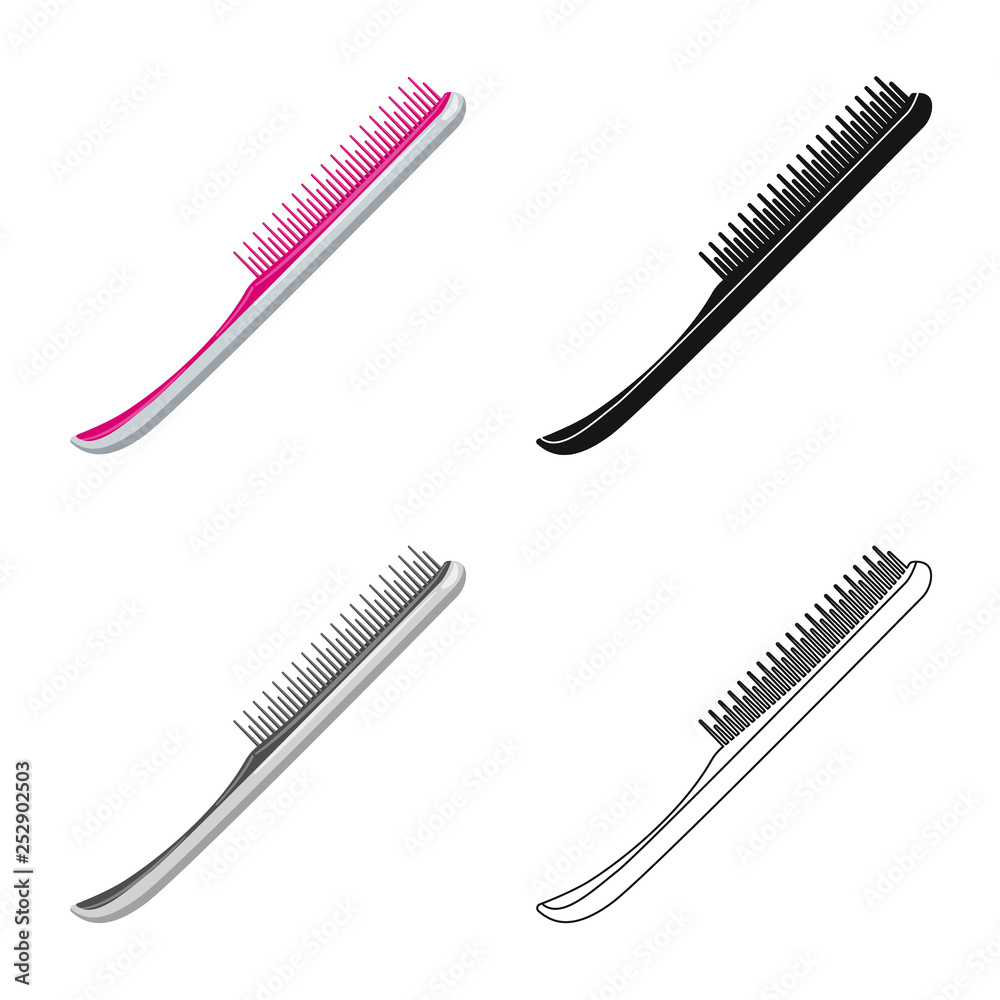 Vector illustration of brush and hair icon. Set of brush and hairbrush stock symbol for web. Vector illustration of brush and hair icon. Set of brush and hairbrush stock symbol for web.