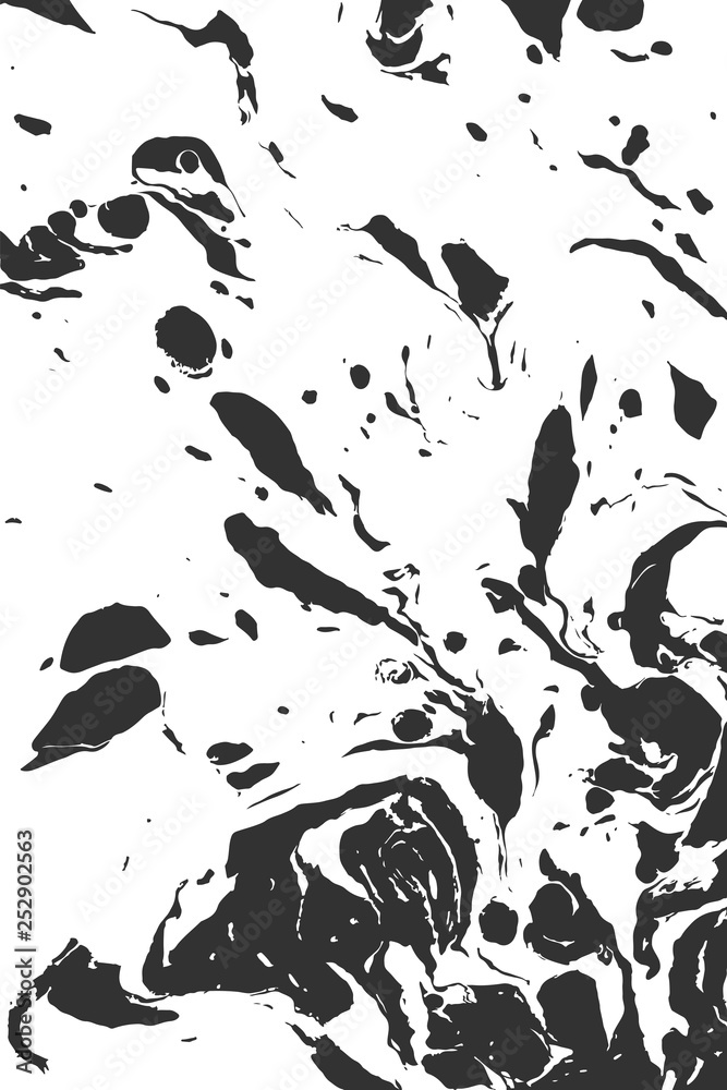 Naklejka premium Marbling, ebru, suminagashi. Card with texture, the effect of ink on the water. Abstract background. Design of cards. Vector illustration.