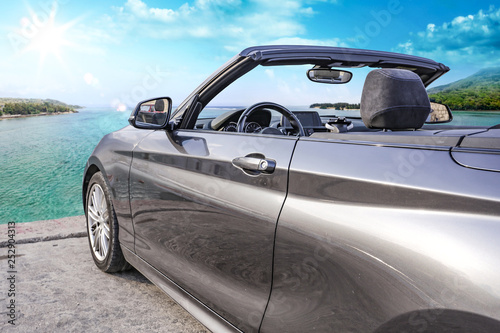 Summer car and sea landscape 