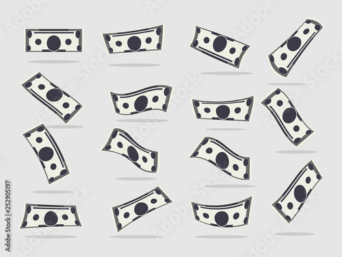 Paper dollar banknotes fall set . 
