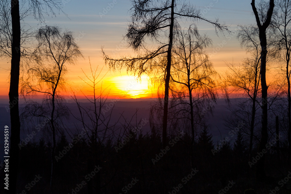 Sonnenuntergang im Siegerland mit Bäumen