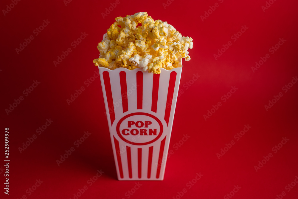 popcorn in red background