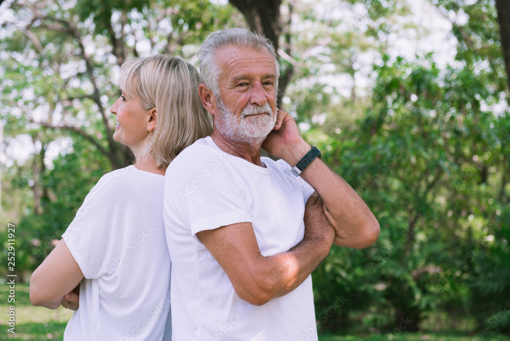 Happy senior couple relax in the park Happy senior couple relax in the park