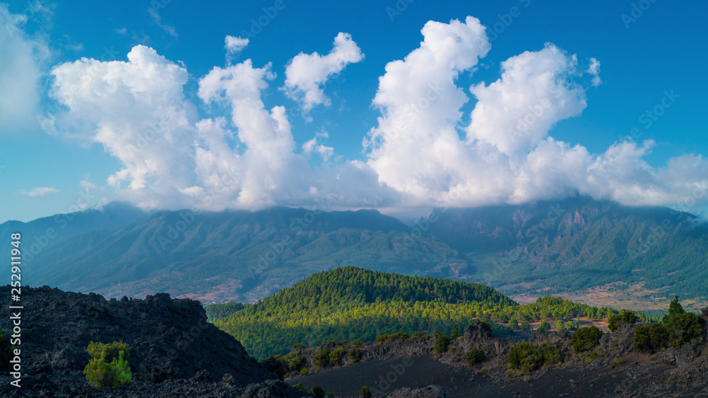 la Palma, Canary Islands Clouds forming on mountains in valley