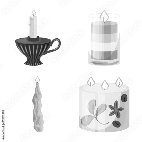 Vector illustration of paraffin and fire  logo. Collection of paraffin and decoration    stock symbol for web.