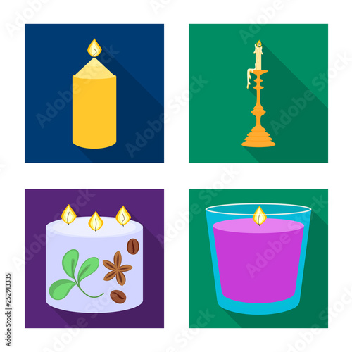 Isolated object of candlelight and decoration    symbol. Set of candlelight and flame stock symbol for web.