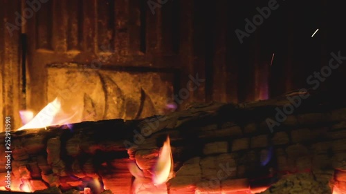 Firewood burning in slow motion