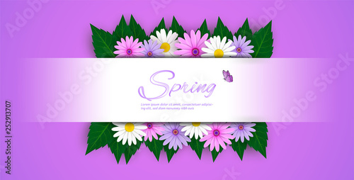 Spring Sale Banner background with beautiful colorful flowers are blooming.And use it as a banner or placard.And is used as an illustration or backdrop. -vector