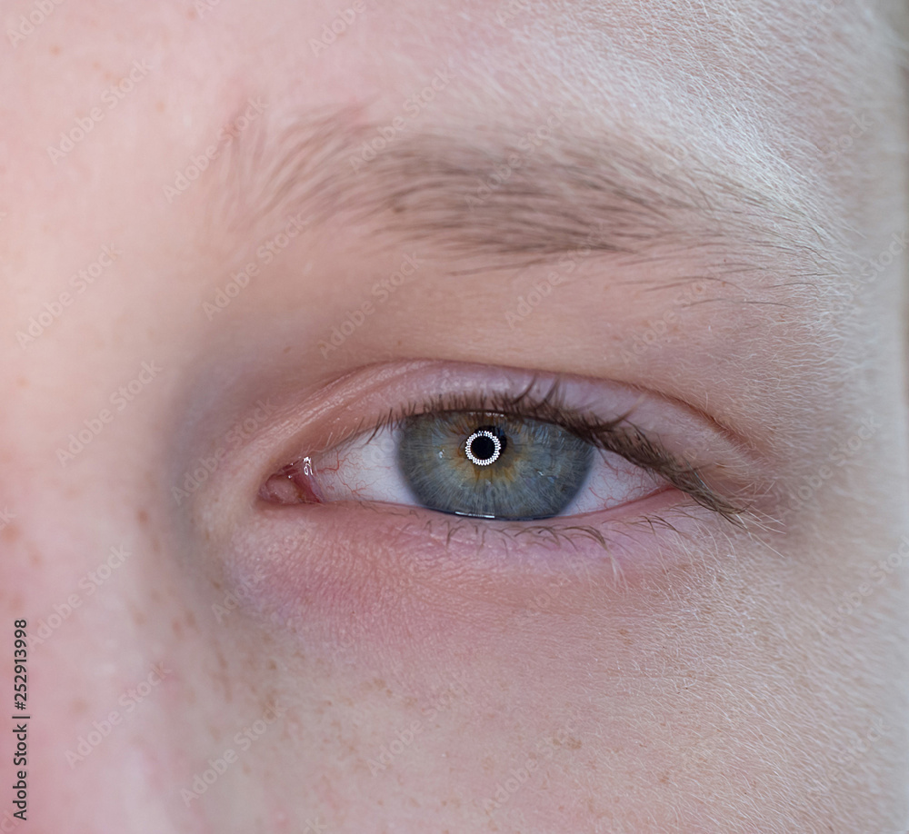 Obraz premium One eye of a teenager macro close-up