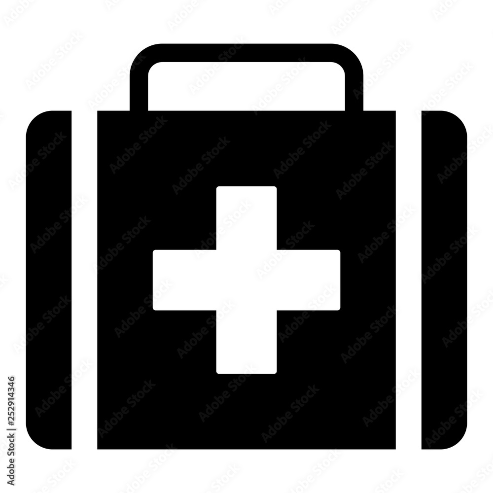 gz354 GrafikZeichnung - english - first aid kit: medical bag with white  cross - icon - simple template - square xxl g7288 Stock Illustration |  Adobe Stock