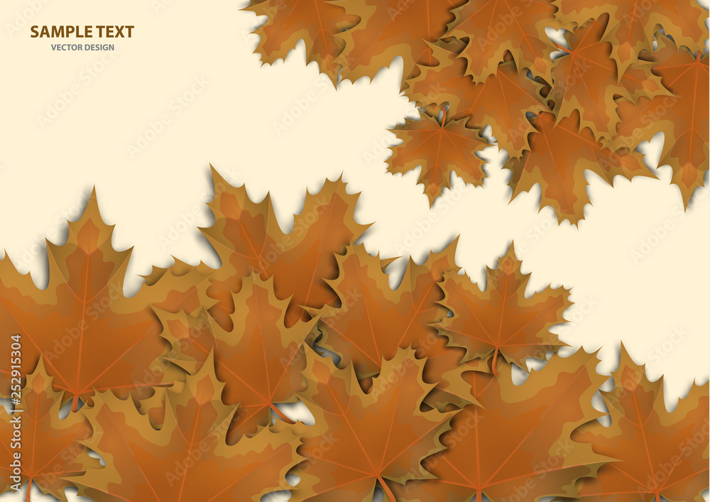 Abstract background from a variety of bright maple leaves on a light background. Stylish modern design for flyers, posters, flyers, banners. Vector illustration