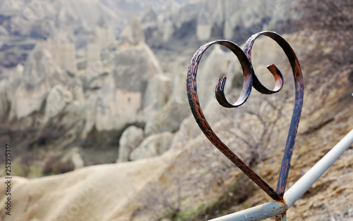 Beautiful Cappadocia mountains landscape, Love Valley, Heart shape symbol