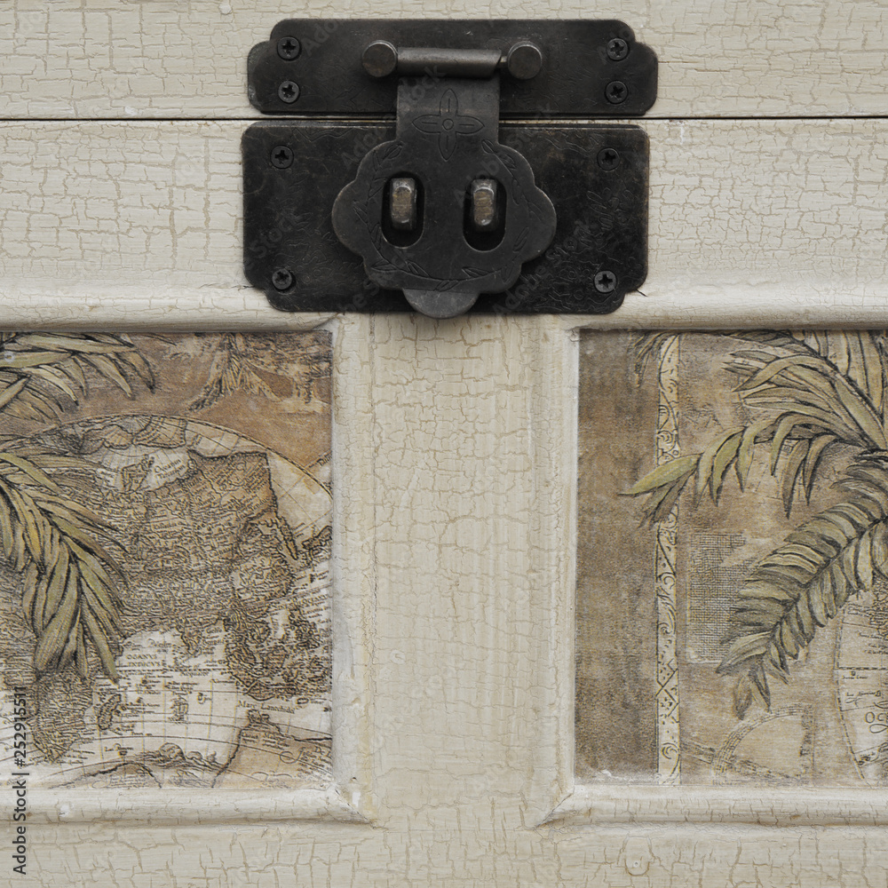 Vintage travel trunk with black metal latch Stock Photo | Adobe Stock