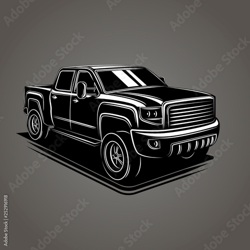 Modern pickup truck vector illustration. SUV 4x4 offroad wehicle