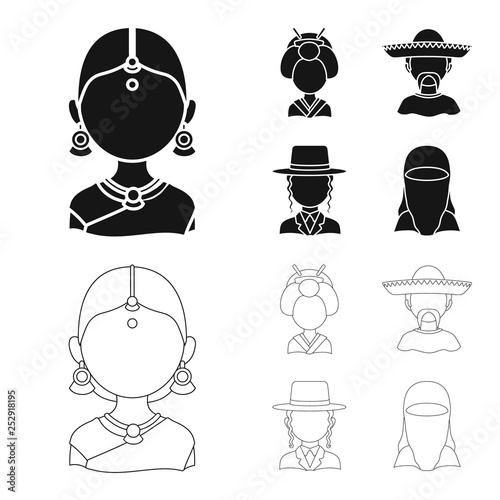 Vector illustration of imitator and resident logo. Collection of imitator and culture stock symbol for web.
