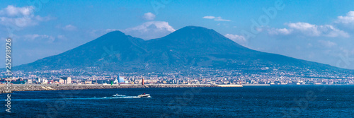 beautiful view of the coast of Naples with the vesuvio from the blue sea © Leonid