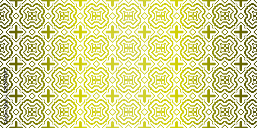 Yellow gradient Color Seamless Lace Pattern With Abstract Geometric. Stylish Fashion Design Background For Invitation Card. Illustration.