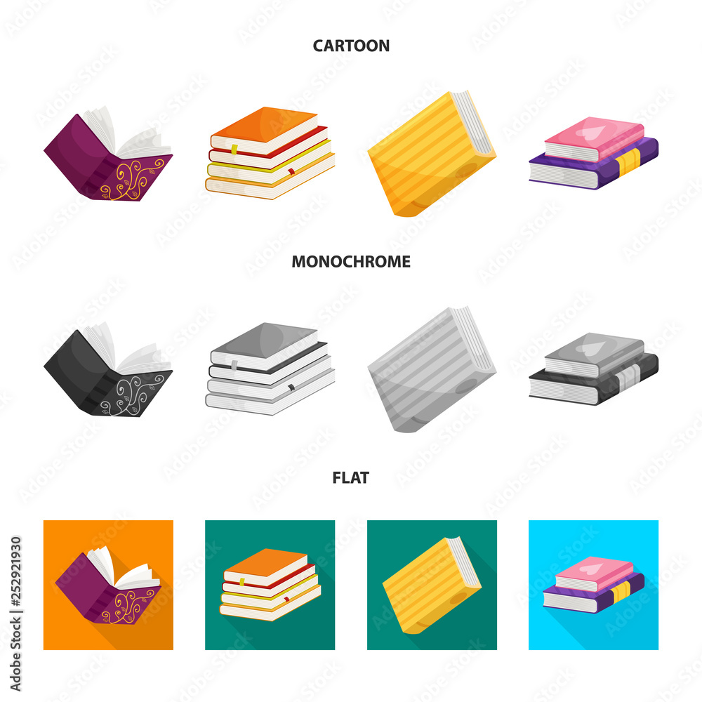 Isolated object of training and cover sign. Set of training and bookstore stock symbol for web. Isolated object of training and cover sign. Set of training and bookstore stock symbol for web.