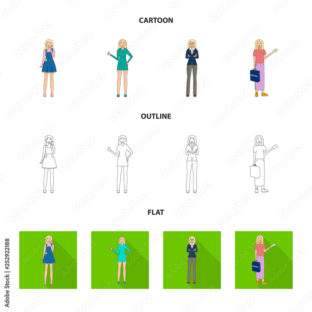Isolated object of posture and mood symbol. Collection of posture and female vector icon for stock. Isolated object of posture and mood symbol. Collection of posture and female vector icon for stock.
