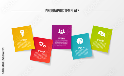 Design of colorful company infographic with icons. Vector