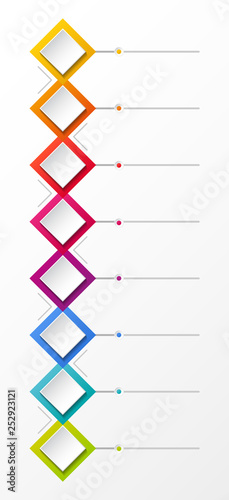 Empty infographic layout with colorful rhombus icons. Vector.