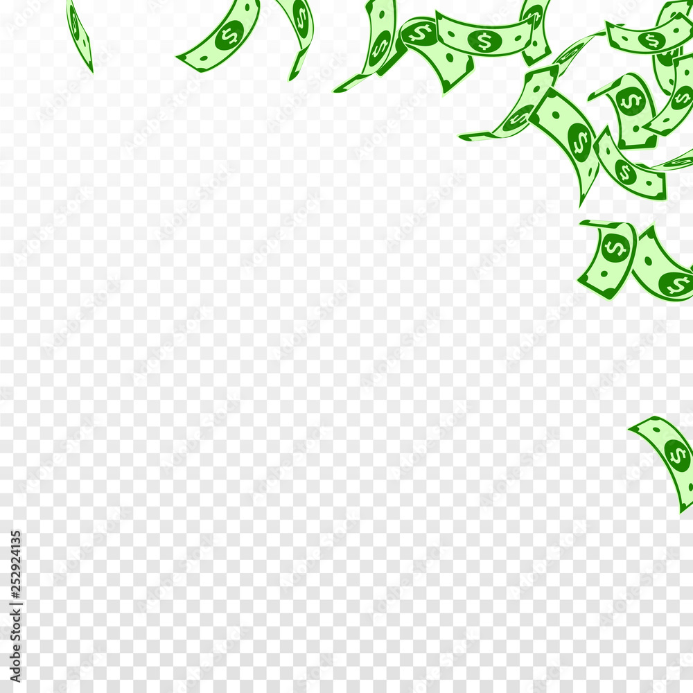 Obraz premium American dollar notes falling. Floating USD bills 