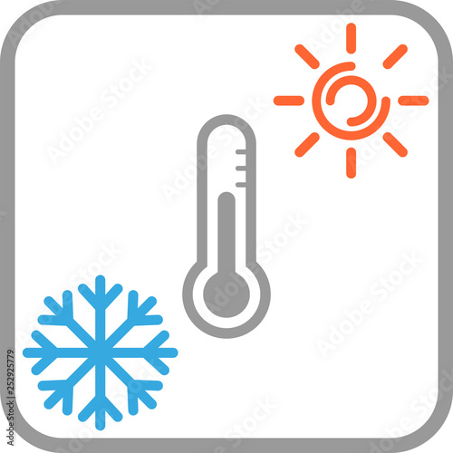 Schneeflocke, Sonne und Thermometer, Temperatur Logo